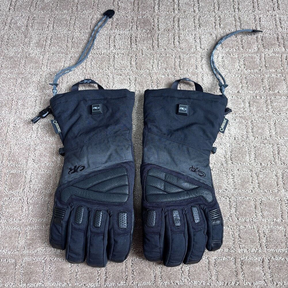 Outdoor Research Lucent Heated Gloves XL Black Goat Leather Battery Powered READ